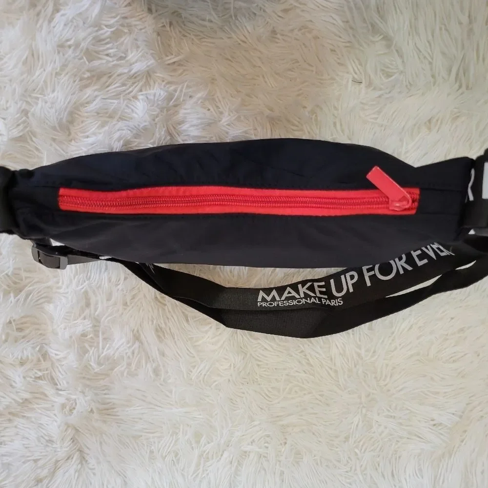 Make Up Forever Makeup Cosmetics Adjustable Over the Shoulder Zipper Black Bag